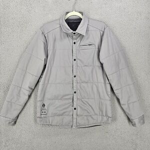 Beardedgoat Shirt Jacket Mens Small Gray Quilted Water Resistant Snap Shacket